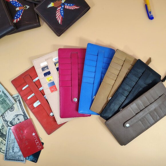 Women Leather Slim Card Wallet - Picture 6 of 7